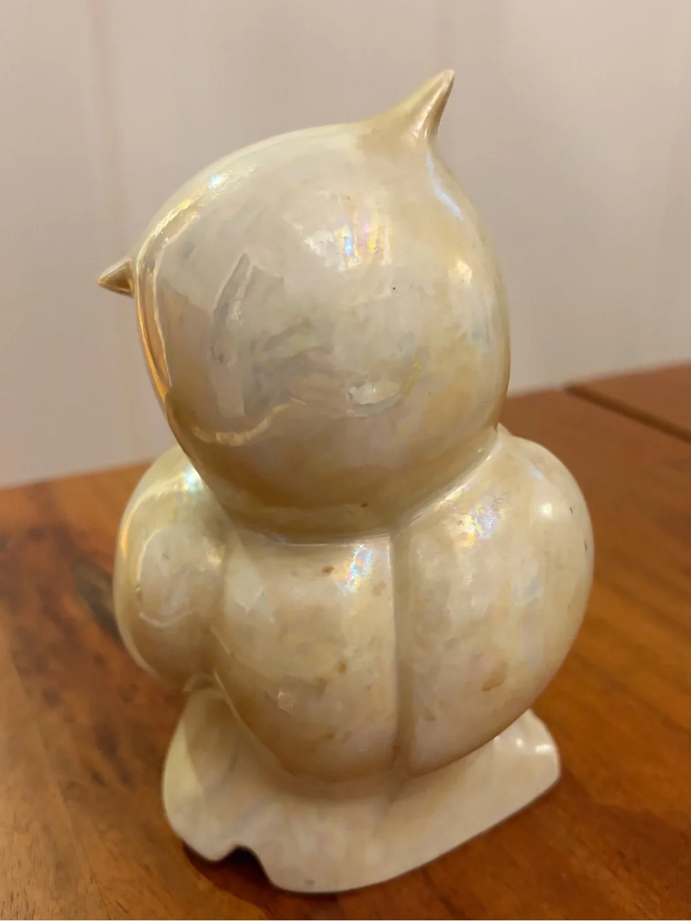 Vintage Iridescent Ceramic Mother & Baby Owl Figurine 6